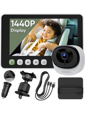 5" 1440P Baby Car Camera Monitor - Clear Image, 360° Rotation, Wide View Angle